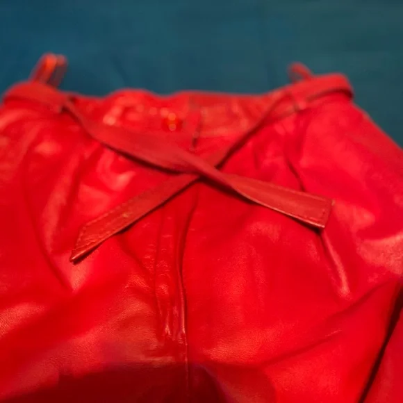 100% Leather Red Pants